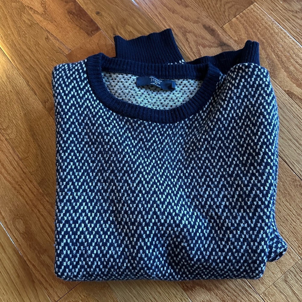 JCrew Navy and White Wool Sweater